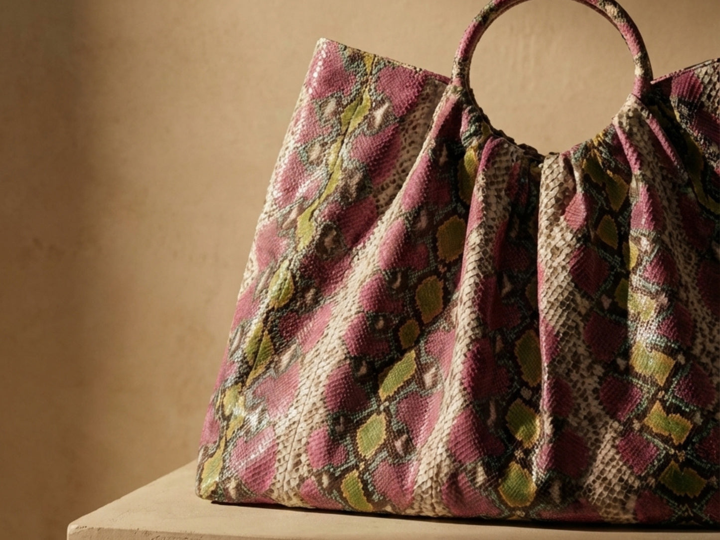 Multi Color Snakeskin Tote Bag – Large Shoulder Purse