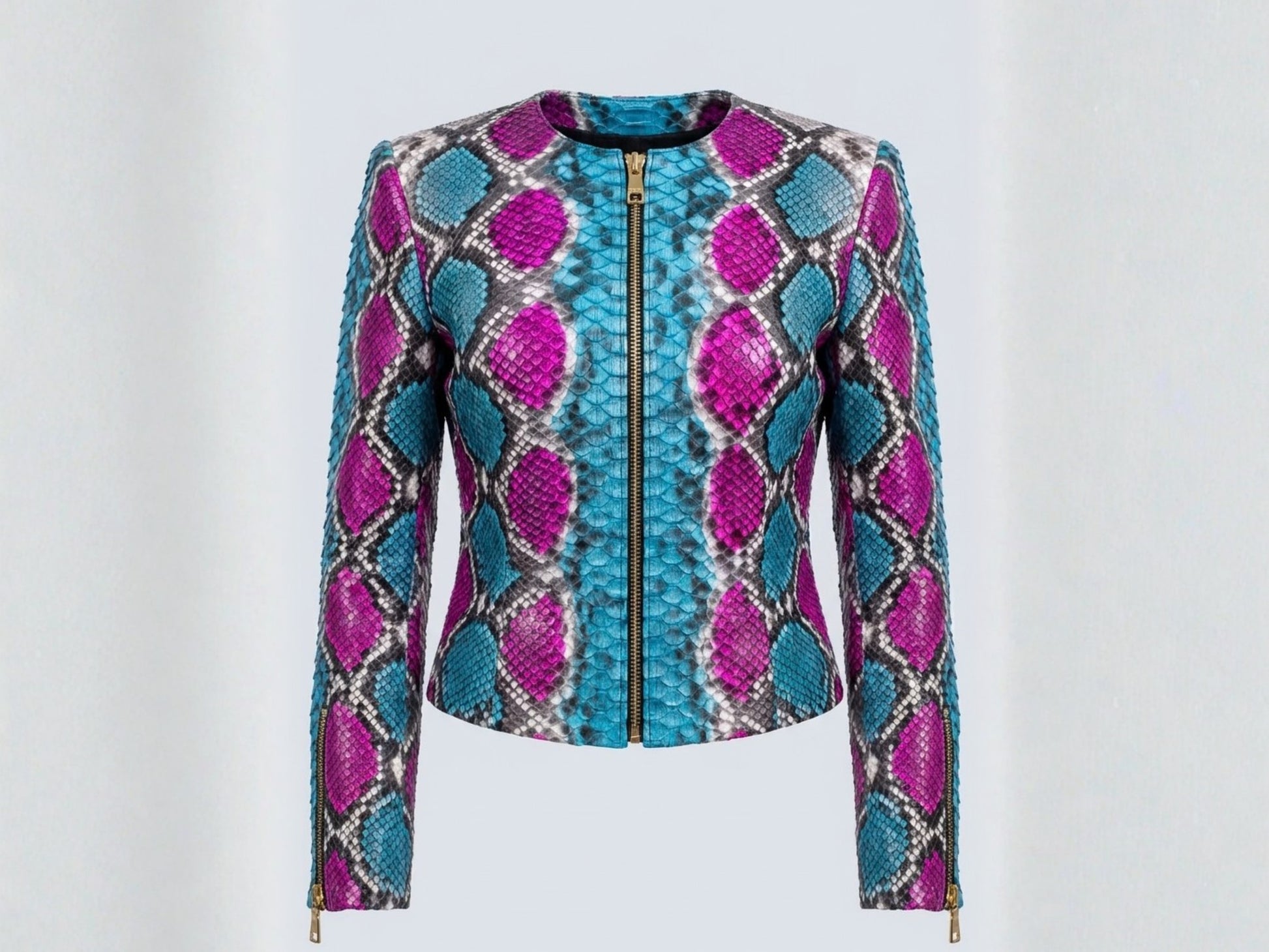 Turquoise Magenta Python Snakeskin Jacket