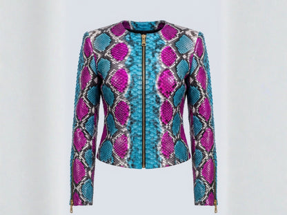 Turquoise Magenta Python Snakeskin Jacket