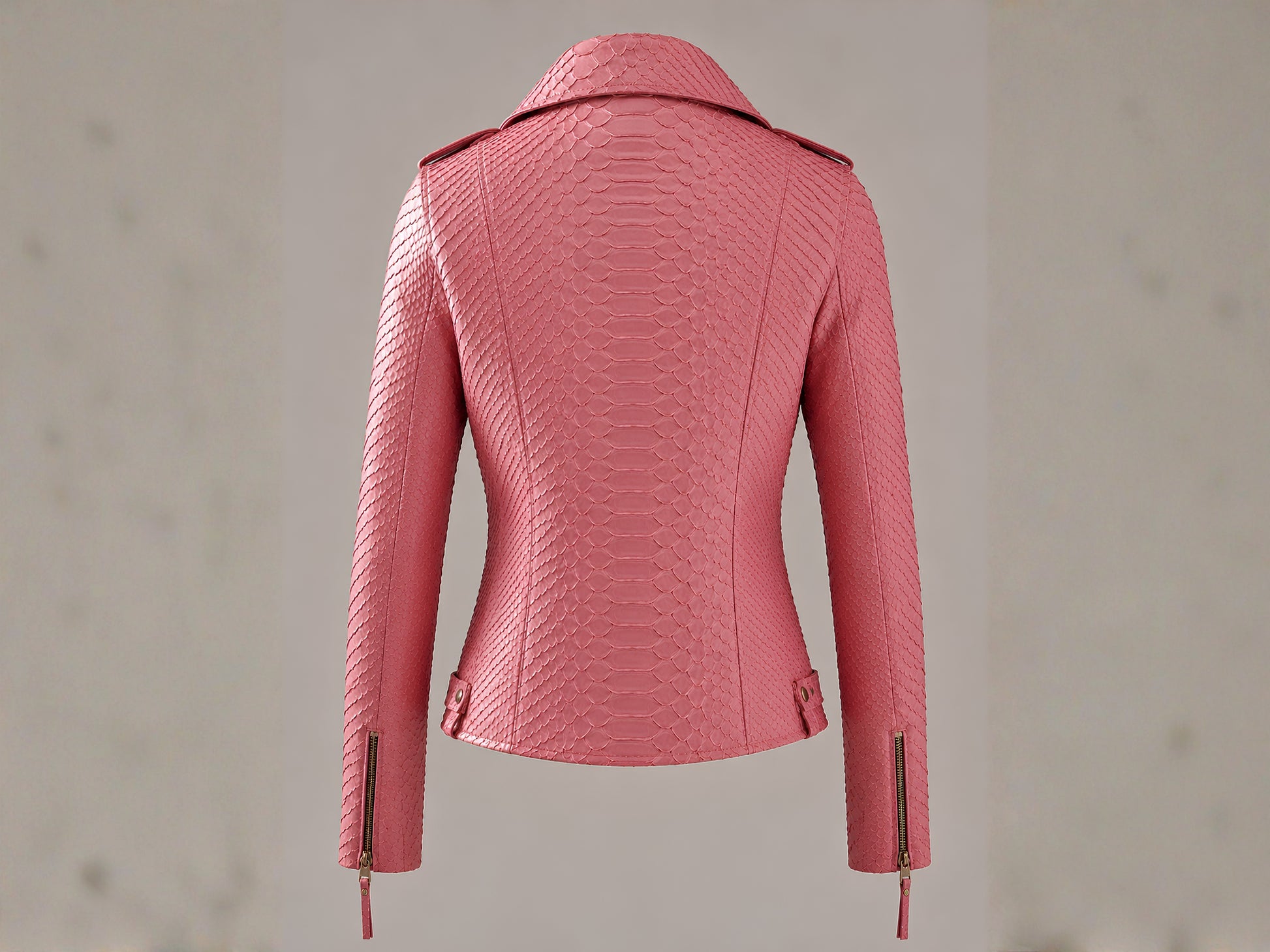 Rose Pink Python Snakeskin Leather Jacket