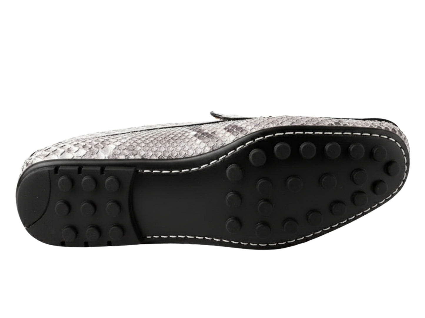 Genuine Python Snakeskin Loafers: Natural Gray Unisex Slip-On Shoes