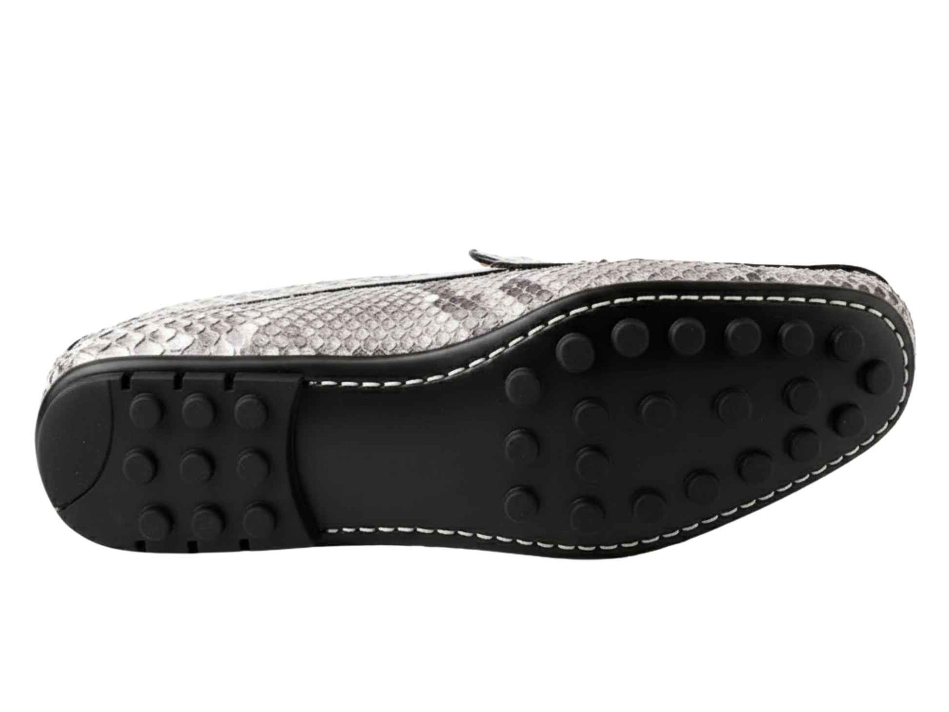 Genuine Python Snakeskin Loafers: Natural Gray Unisex Slip-On Shoes