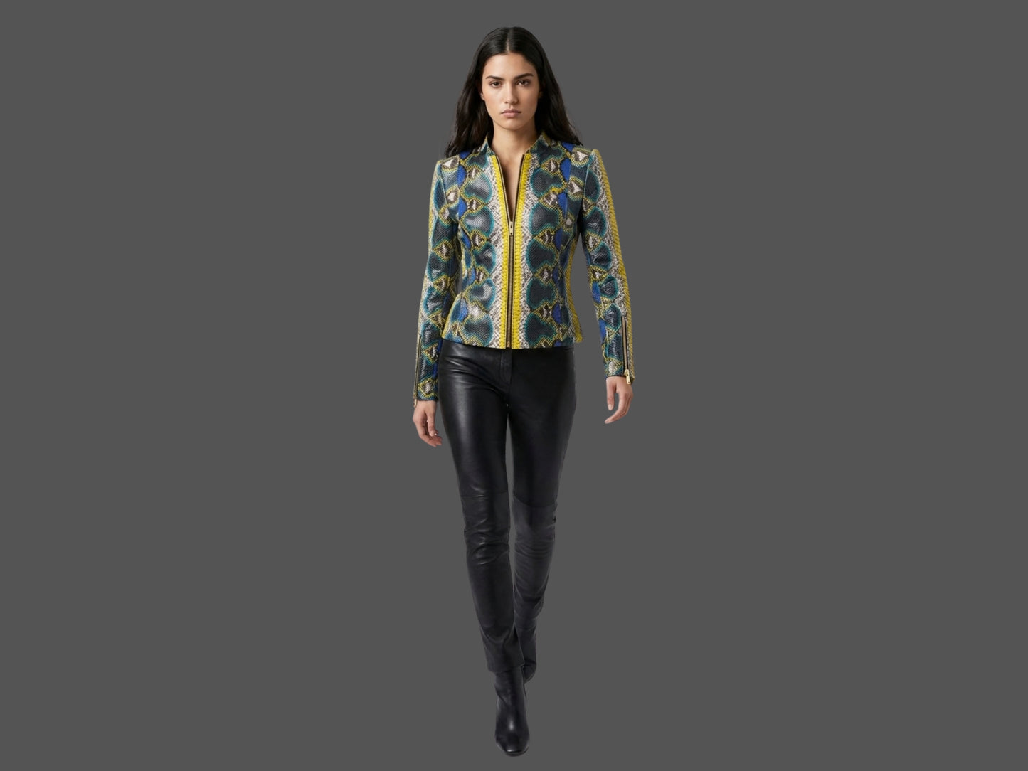 Multicolor Exotic Yellow Python Snakeskin Jacket