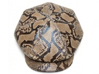 Brown Snakeskin Leather Newsboy Caps
