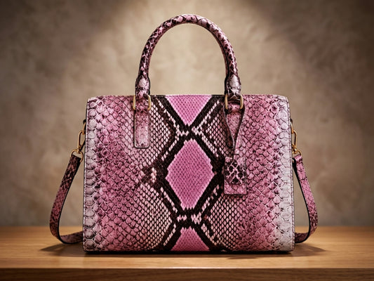 Pink Python Snakeskin Tote Satchel