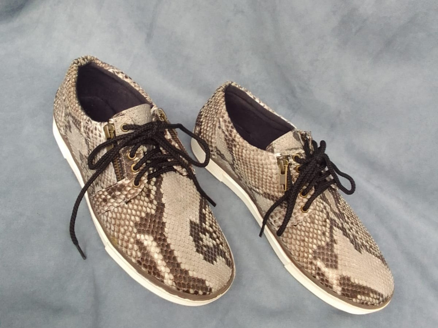Genuine Python Snakeskin Sneakers: Exotic Snake Skin Casual Footwear