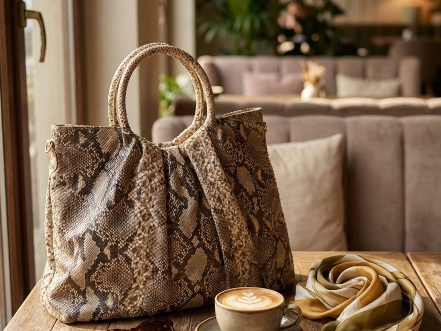 Brown Snakeskin Hobo Bag