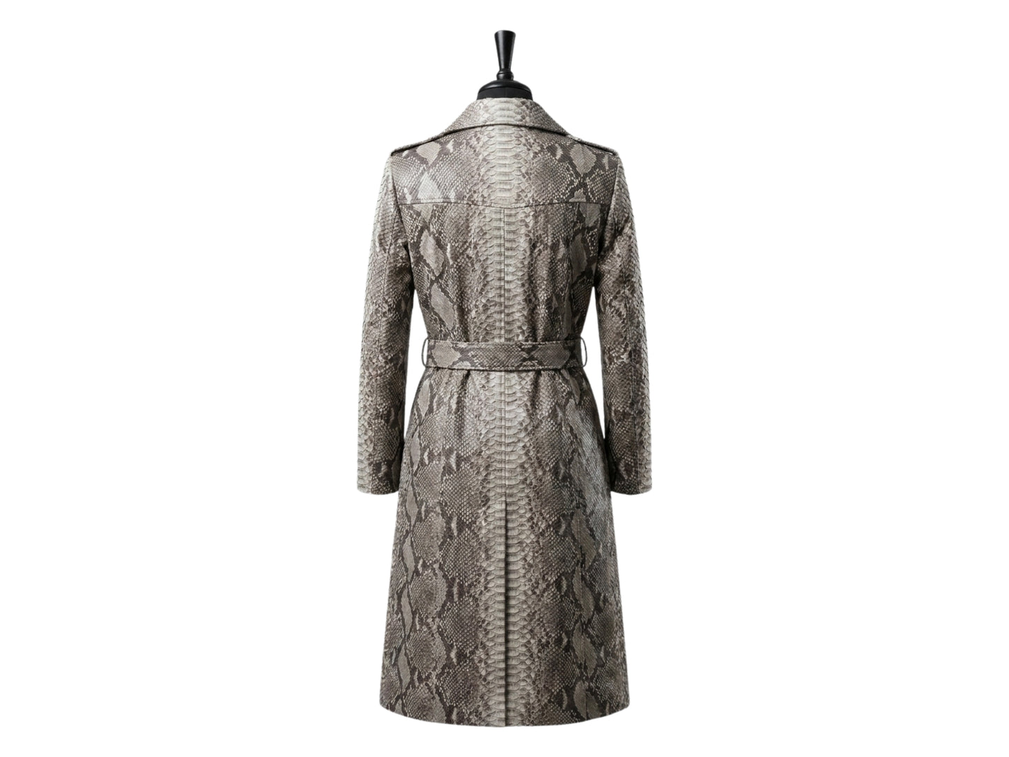 Gray Python Snakeskin Women Trench Coat