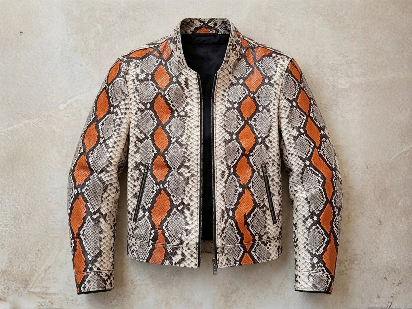Multi Orange Python Snakeskin Jacket