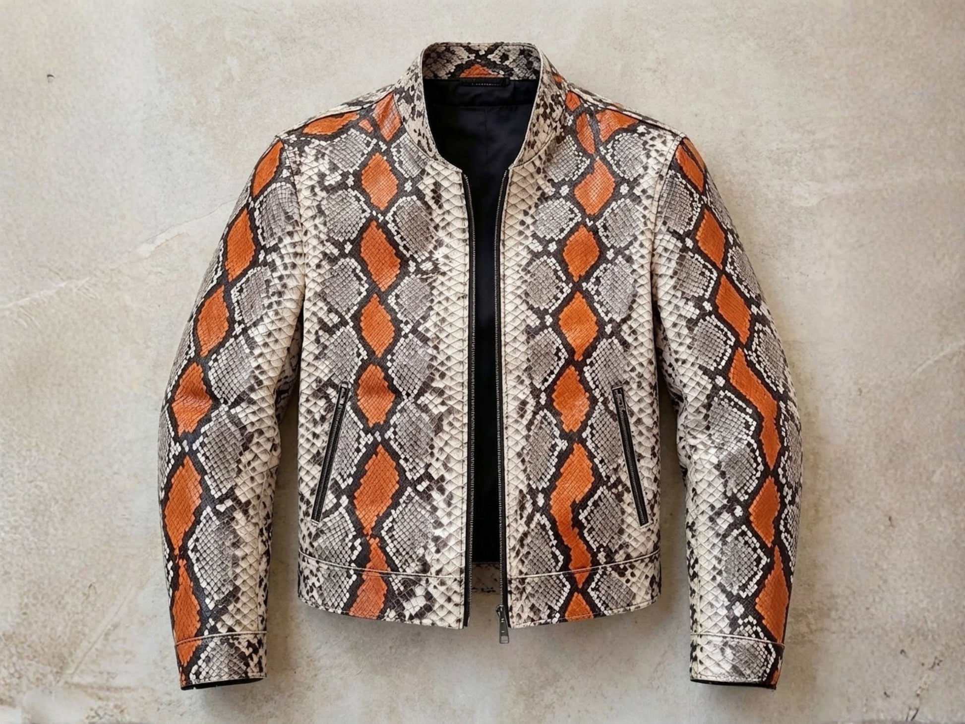 Multi Orange Python Snakeskin Jacket