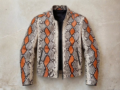 Multi Orange Python Snakeskin Jacket