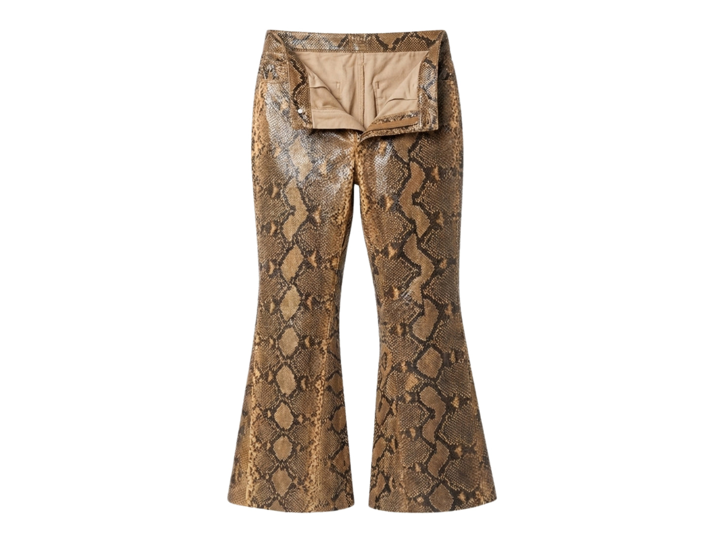 Men Snakeskin Flared Pants