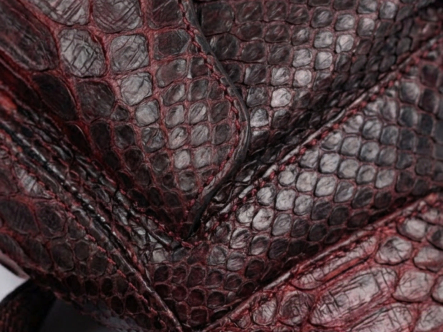 Genuine Python Snakeskin Waist Bag: Black Gradation Red Exotic Leather Fanny Pack