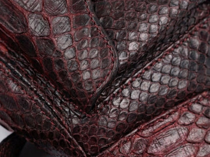 Genuine Python Snakeskin Waist Bag: Black Gradation Red Exotic Leather Fanny Pack