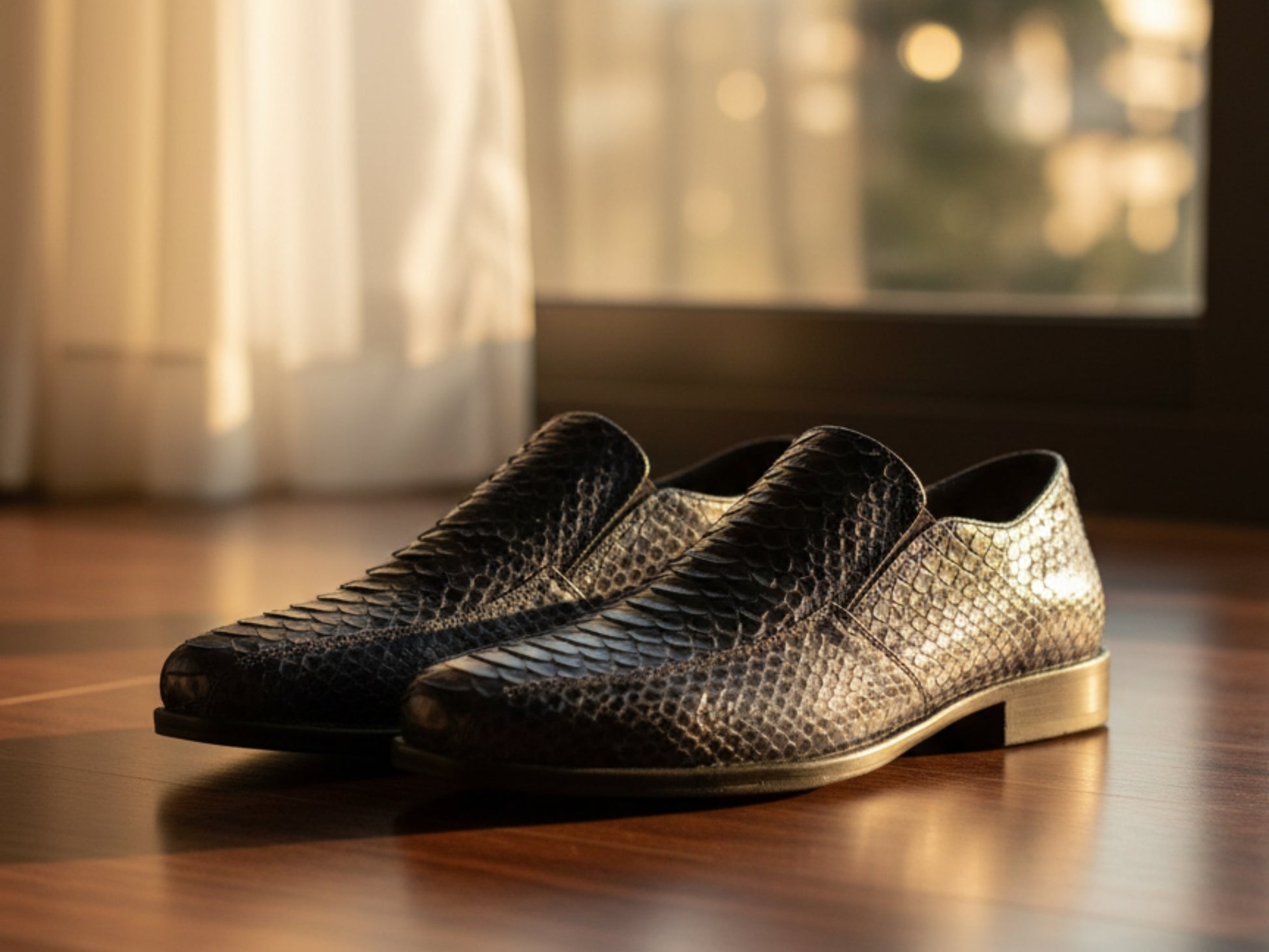 Men Python Snakeskin Oxford Shoes: Handmade Formal Slip-On Loafers