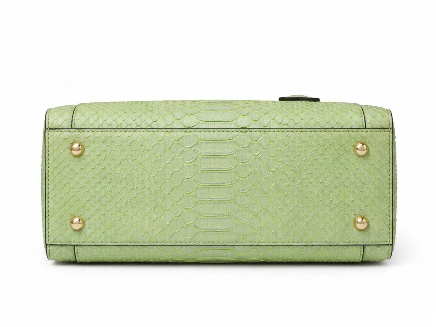 Light Green Python Snakeskin Leather Satchel Tote