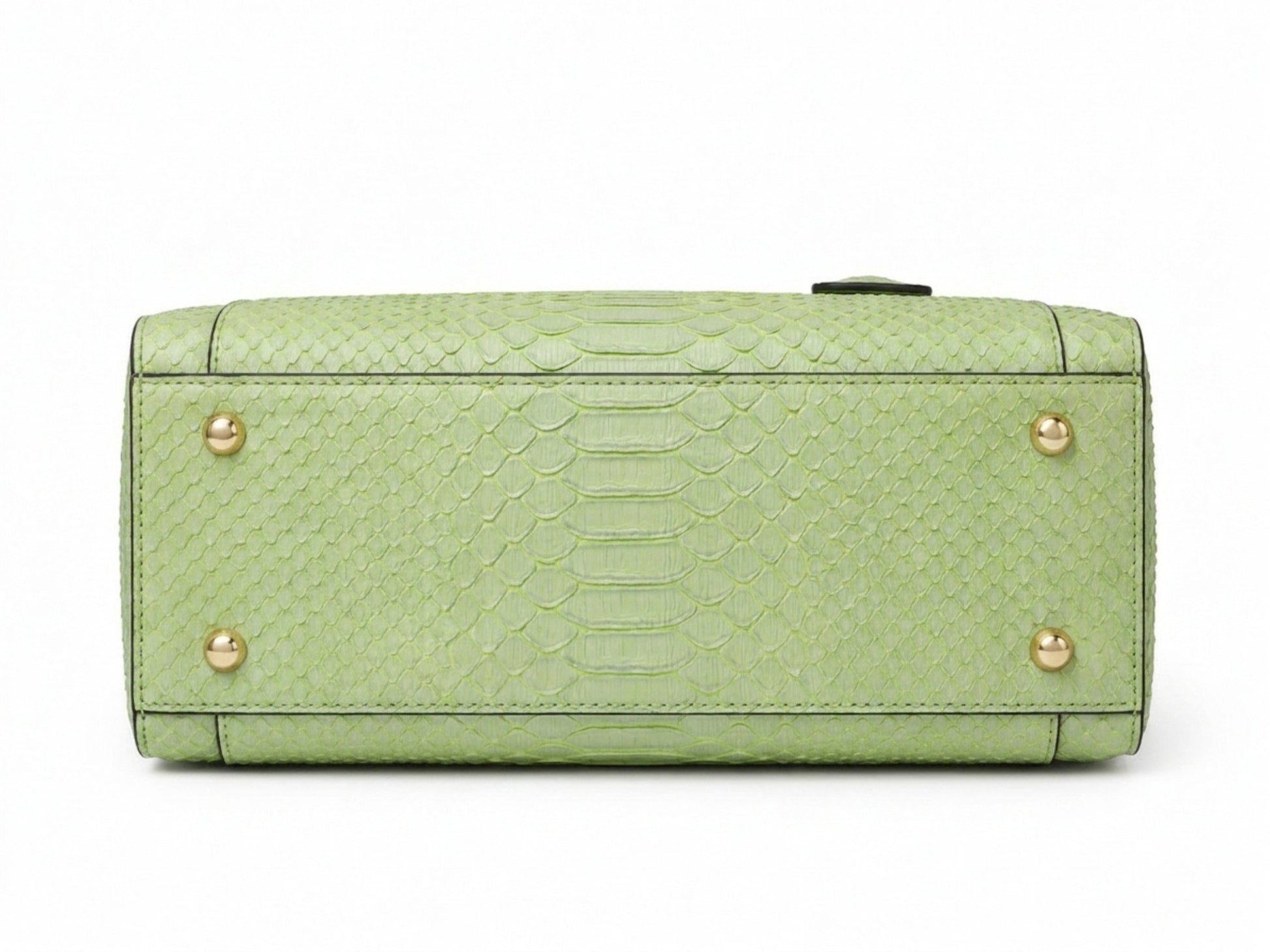 Light Green Python Snakeskin Leather Satchel Tote