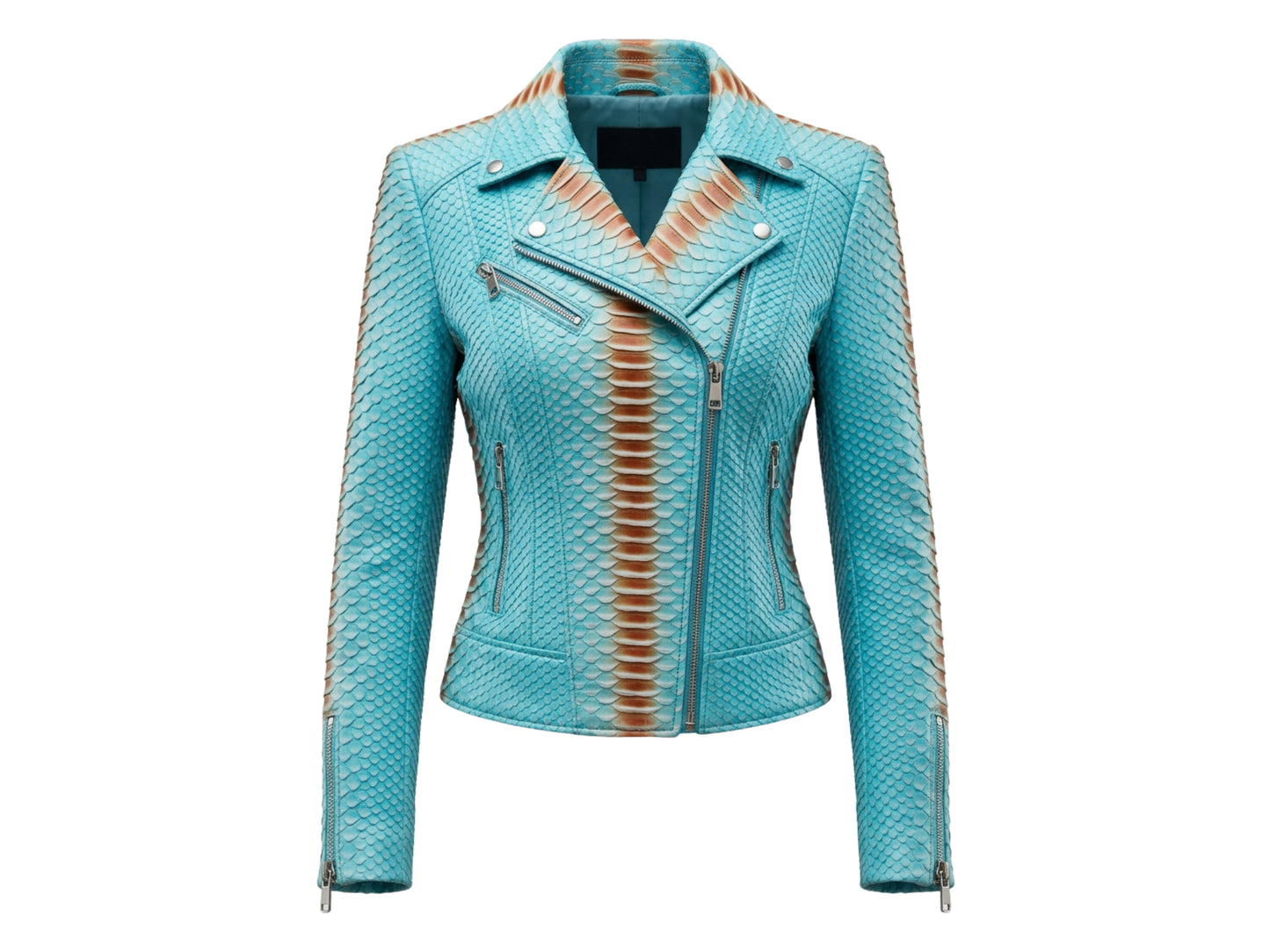 Turquoise Python Snakeskin Leather Jacket