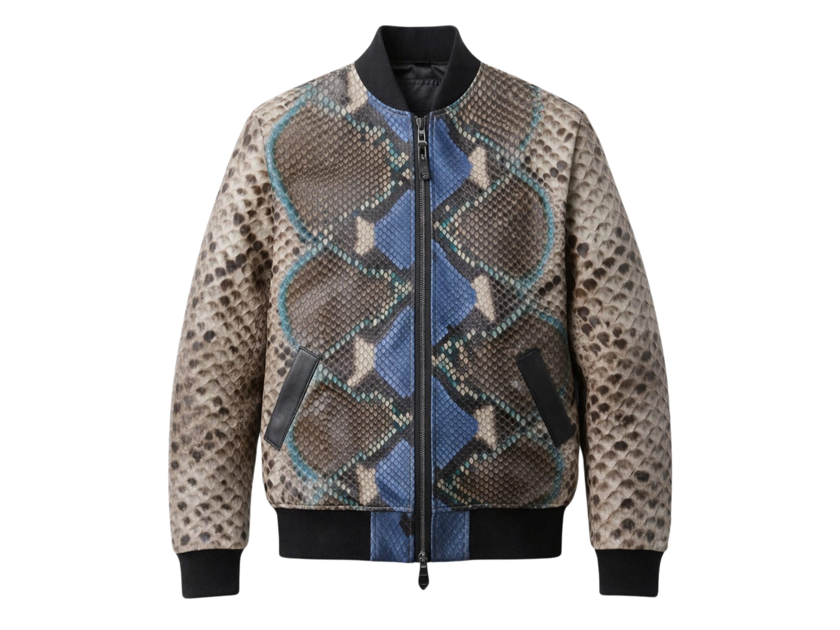 Premium Multi-Color Python Snakeskin Bomber Jacket