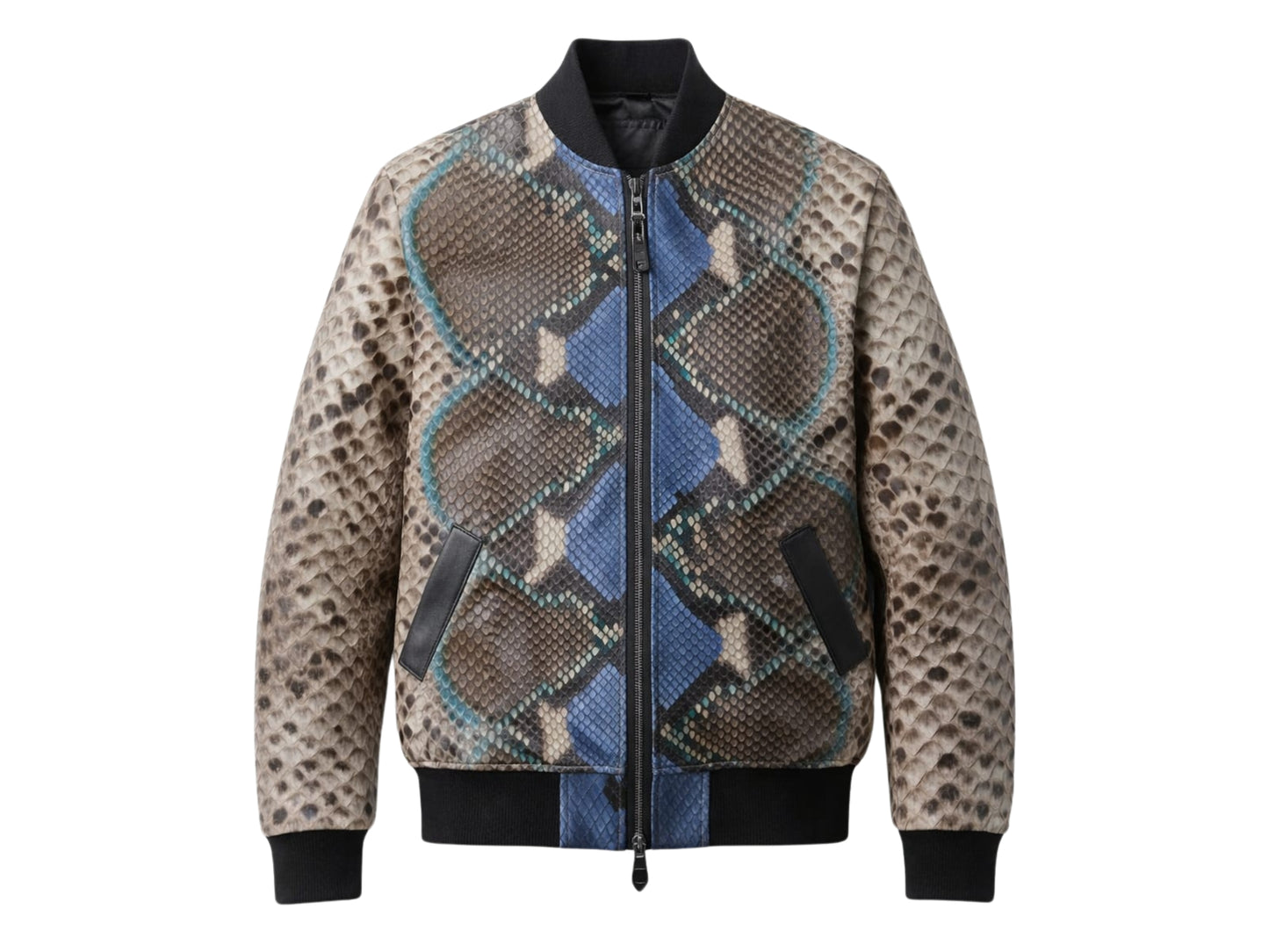 Premium Multi-Color Python Snakeskin Bomber Jacket