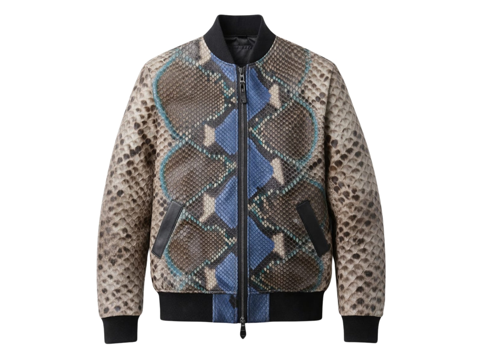 Premium Multi-Color Python Snakeskin Bomber Jacket