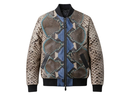 Premium Multi-Color Python Snakeskin Bomber Jacket