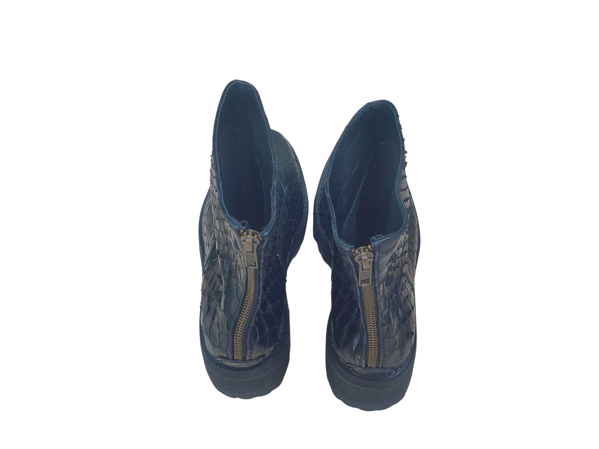 Fashion Snakeskin Leather Boots - 1