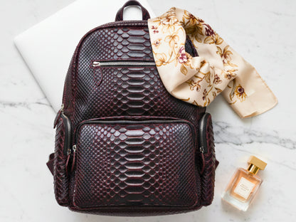 Genuine Python Snakeskin Backpack: Handmade Real Leather Bag for Men & Women