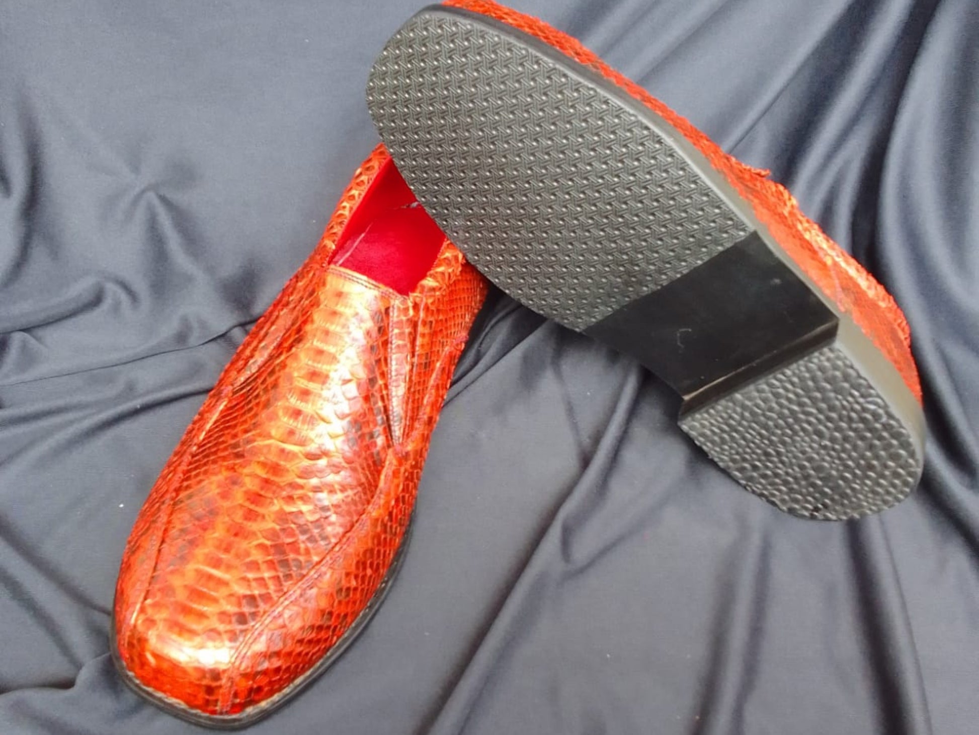 Terra Cotta Genuine Python Snakeskin Men’s Oxford Shoes