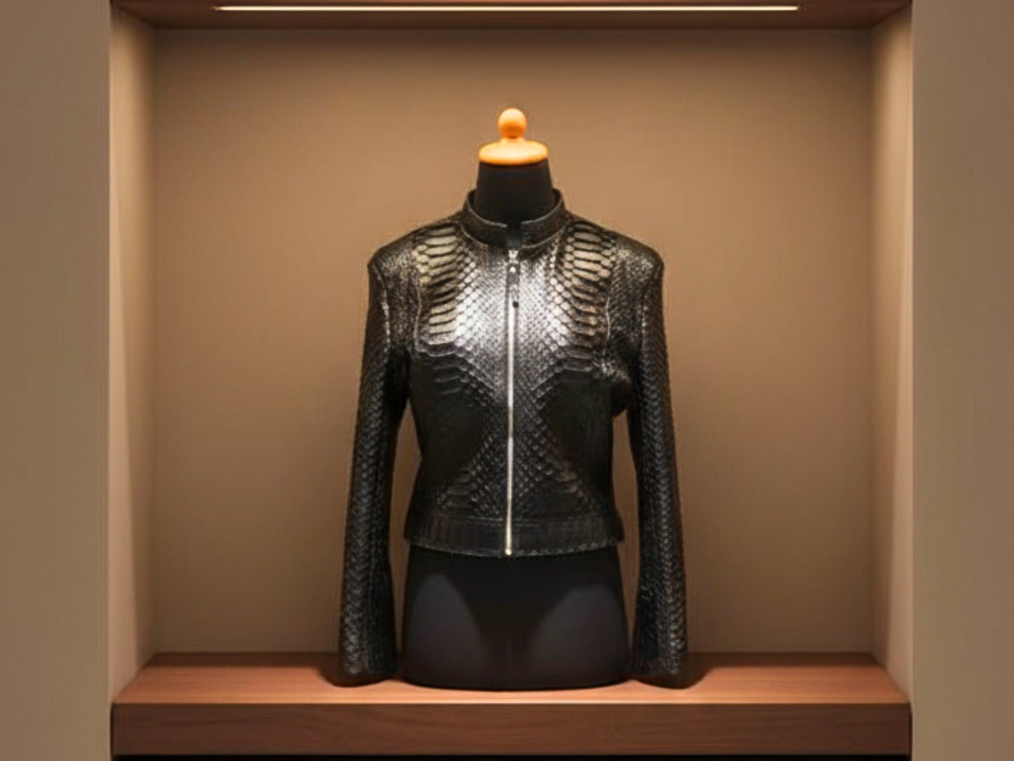 Genuine Python Snakeskin Women Biker Jacket