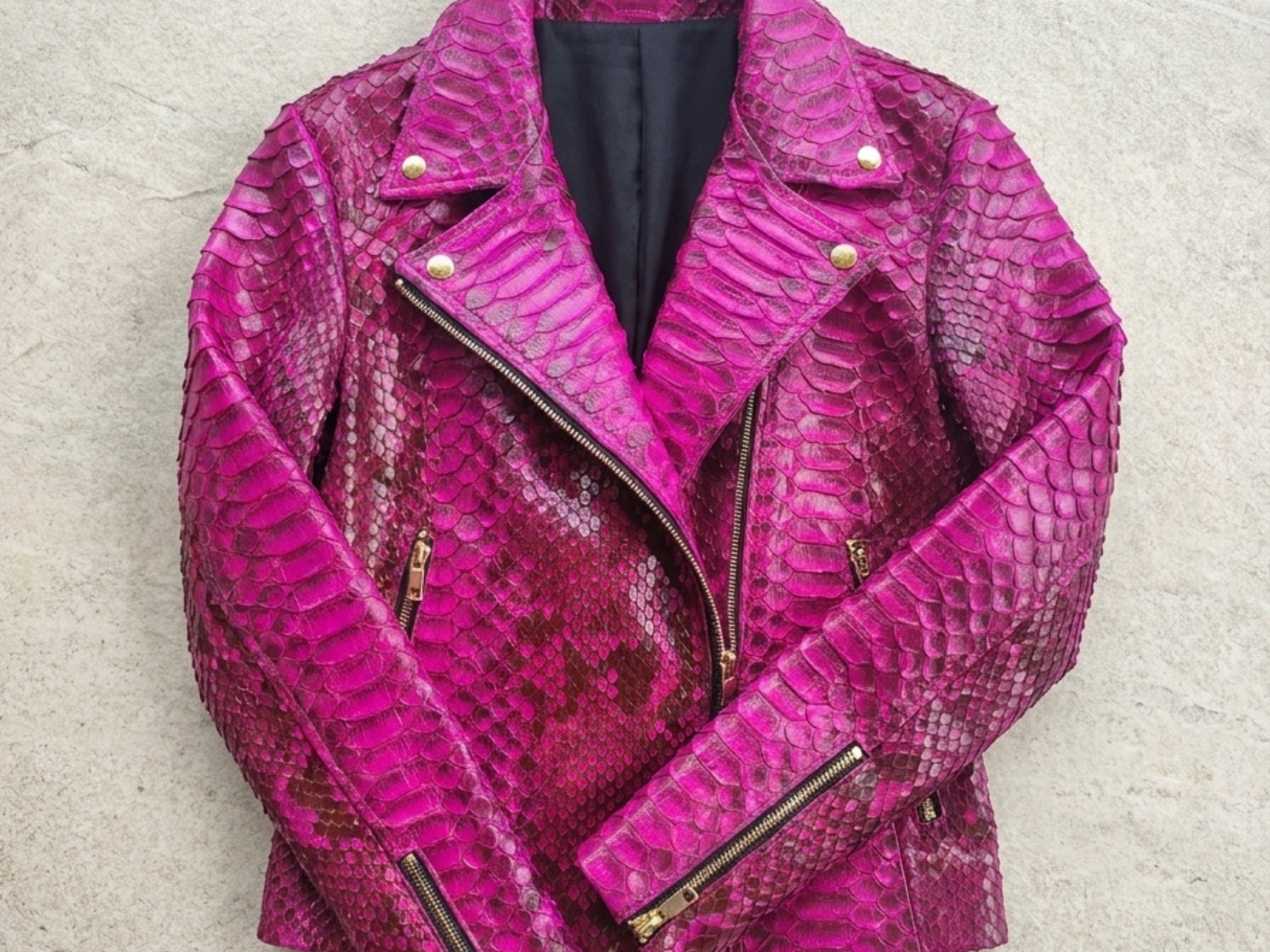 Pink Python Snakeskin Leather Jacket – LFM Fashion