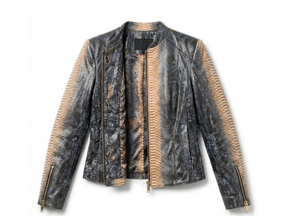 Black Charcoal Python Snakeskin Jacket