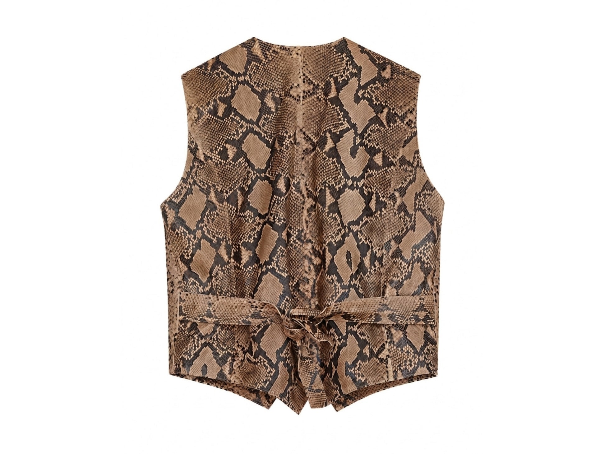 Genuine Python Snakeskin Leather Vest: Exotic Brown Waistcoat