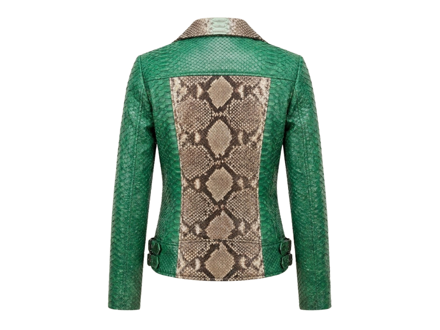 Green Python Snakeskin Leather Jacket