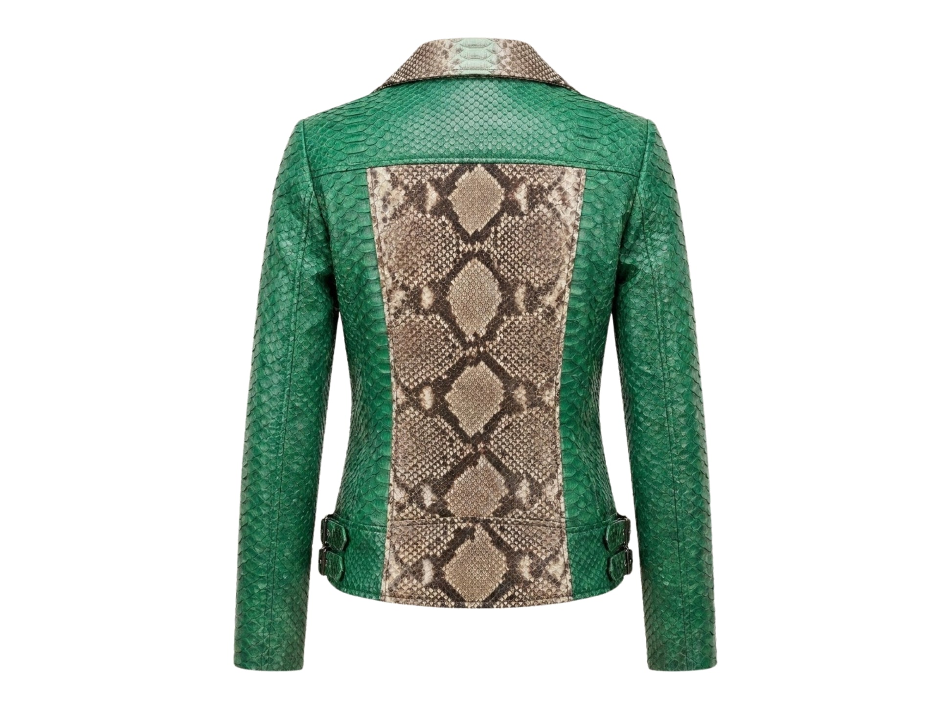 Green Python Snakeskin Leather Jacket