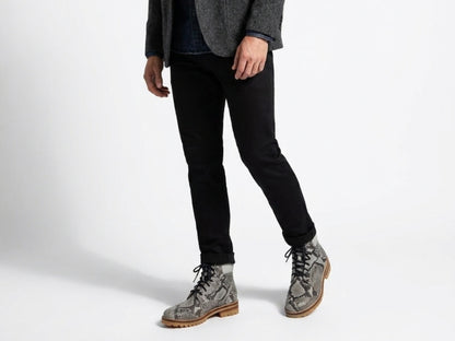 Natural Gray Snakeskin Python Leather Boots