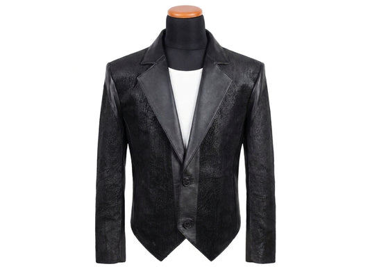 Genuine Shark Skin Suit Dress | Black Leather Blazer Pants