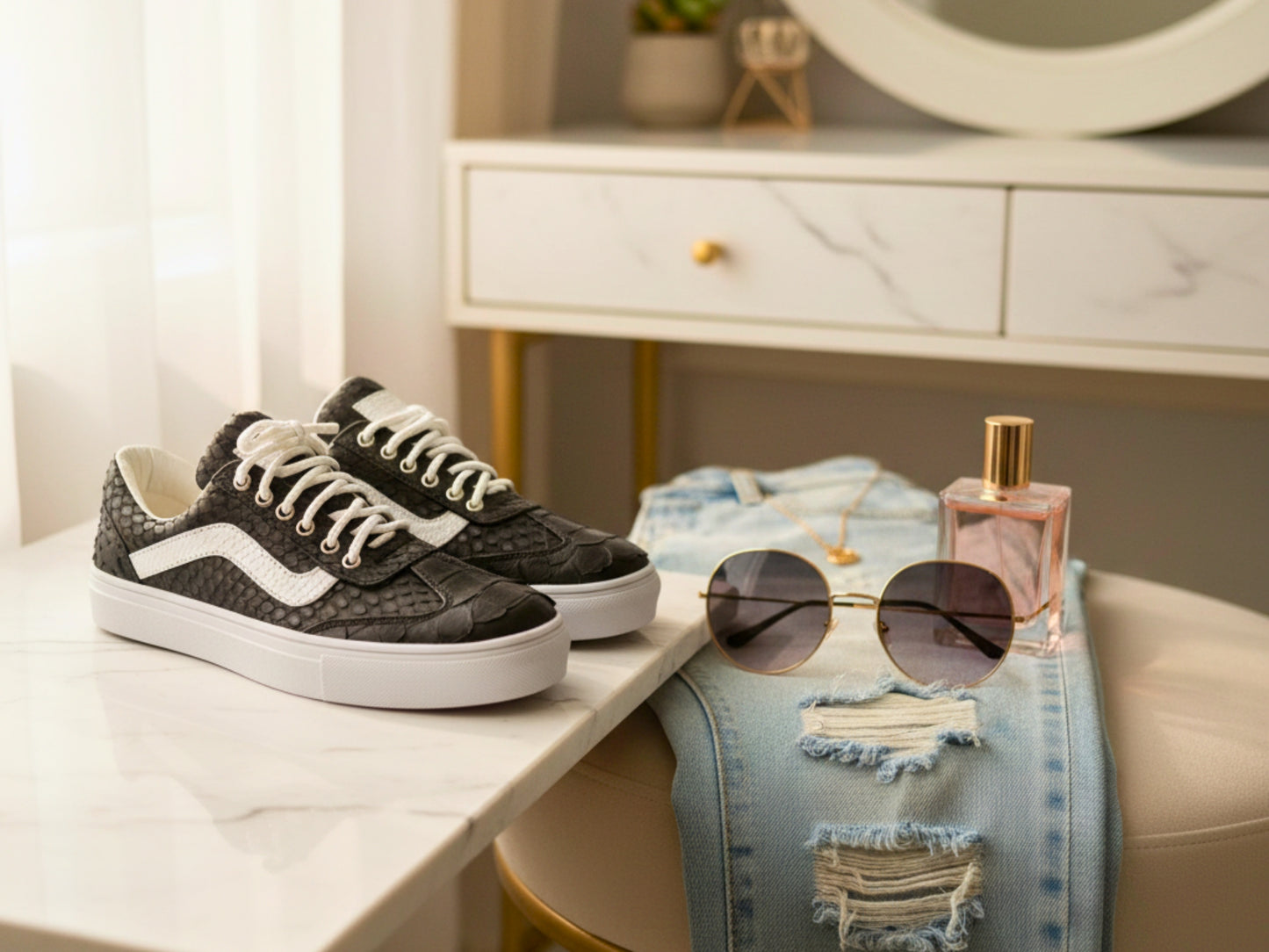 Genuine Python Leather Sneakers: Handmade Unisex Snakeskin Tie Shoes