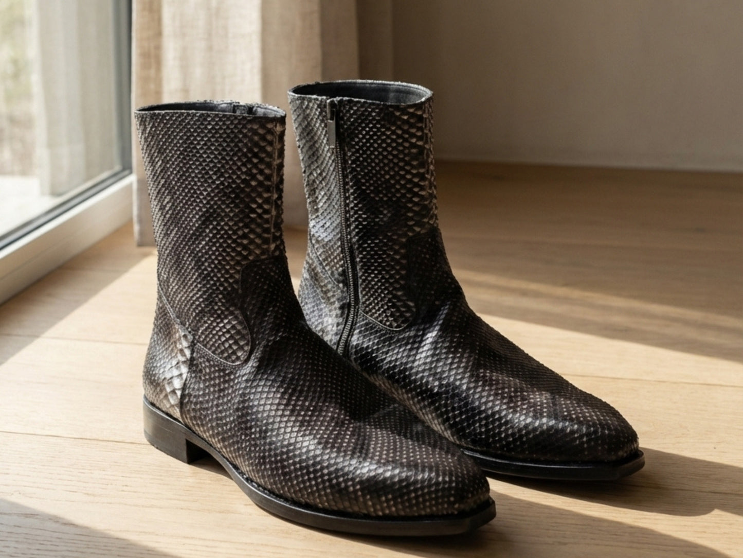 Black Python Snakeskin Boots