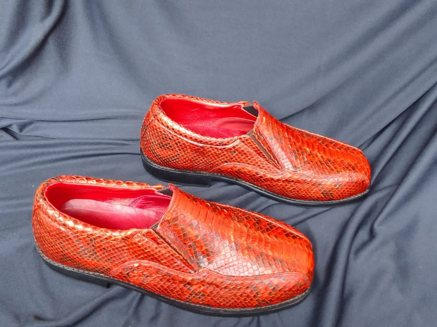 Terra Cotta Genuine Python Snakeskin Men’s Oxford Shoes