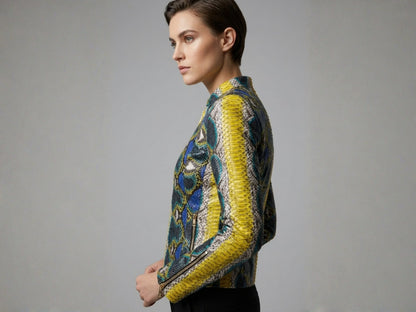 Multicolor Exotic Yellow Python Snakeskin Jacket