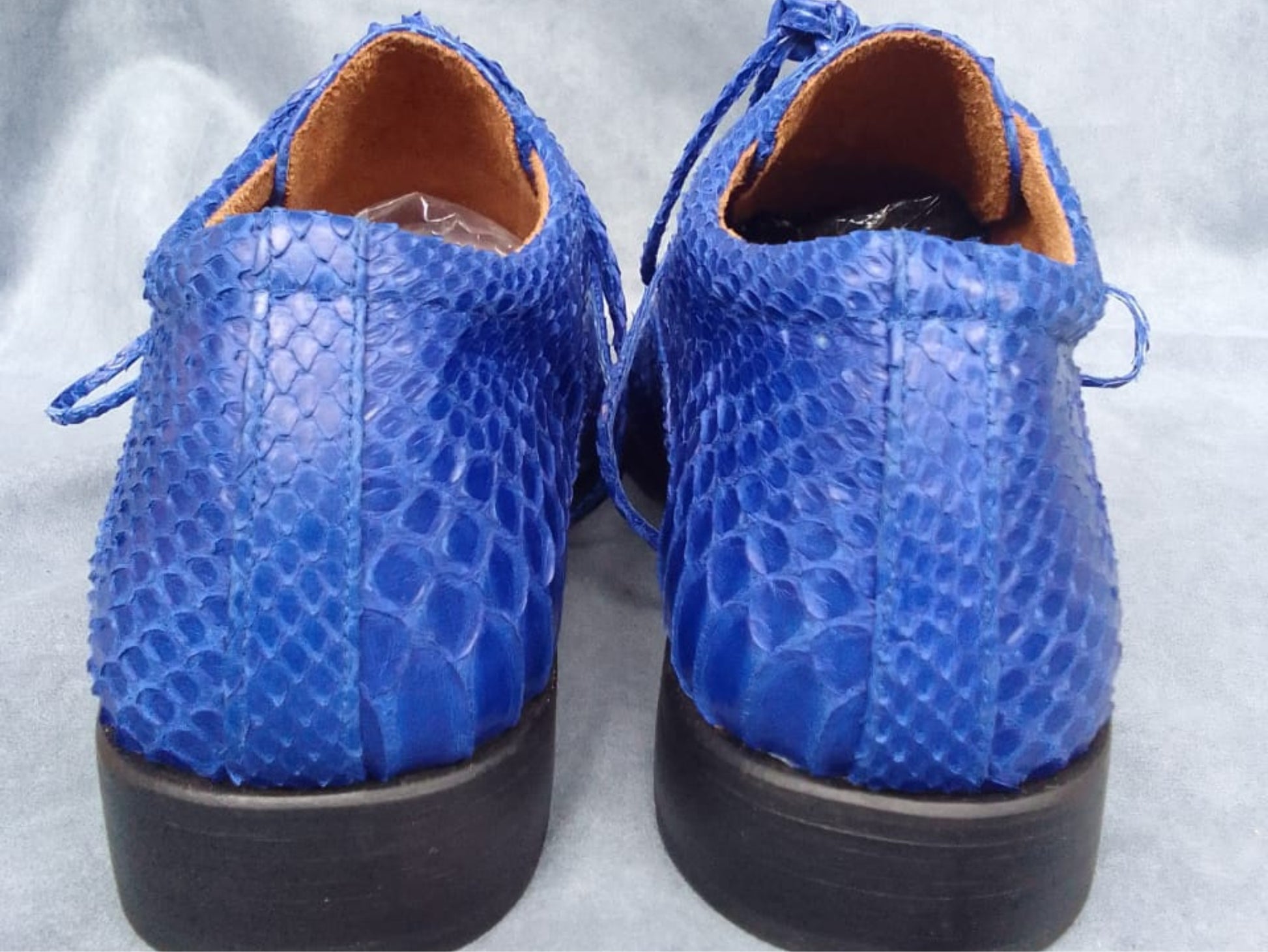 Blue Python Snakeskin Oxford Shoes for Men: Handmade Exotic Leather Dress Shoes