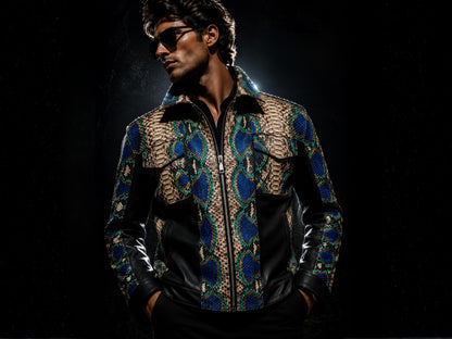 Multi Color Python Snakeskin Jacket