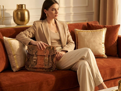 Genuine Python Snakeskin Messenger Bag