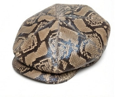 Brown Snakeskin Leather Newsboy Caps
