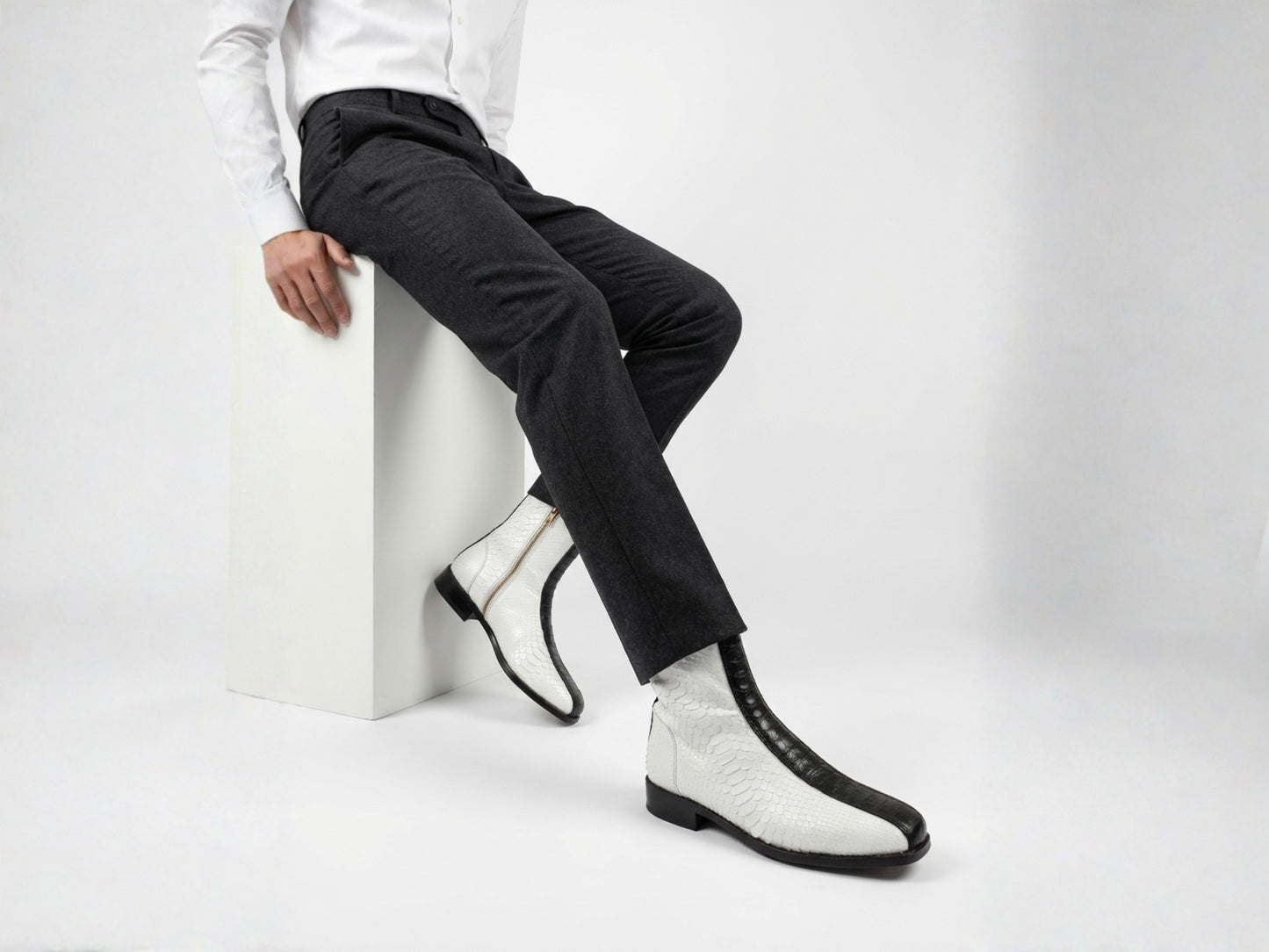 White Python Snakeskin Ankle Boots