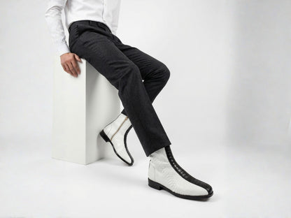 White Python Snakeskin Ankle Boots