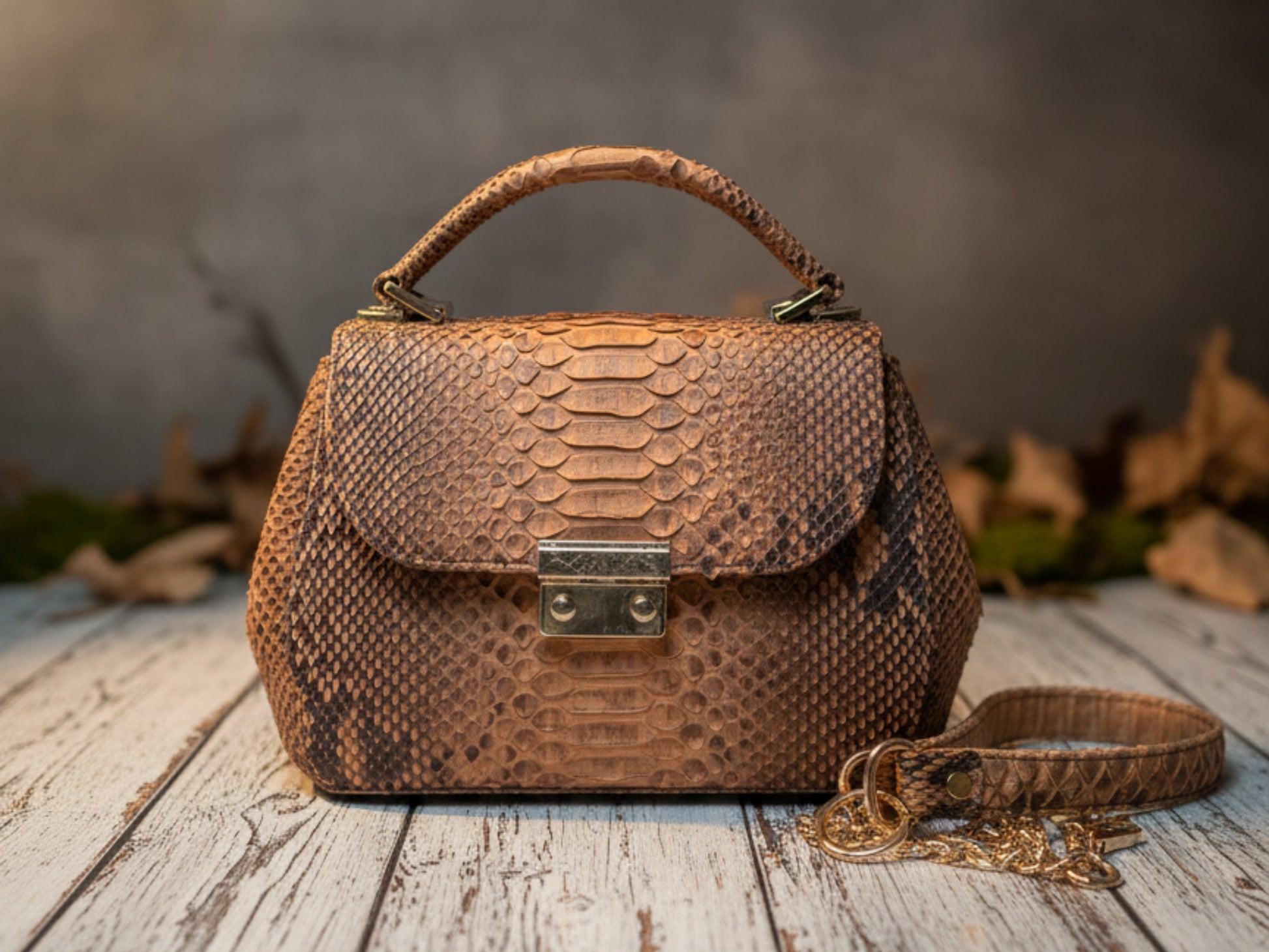 Luxury Genuine Python Snakeskin Top Handle Bag: Exotic Brown, Black, White & Green Leather Purse