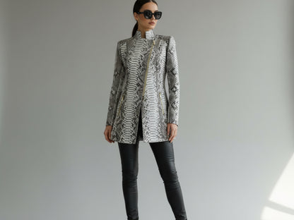 Genuine Python Snakeskin Jacket: Asymmetrical Zip