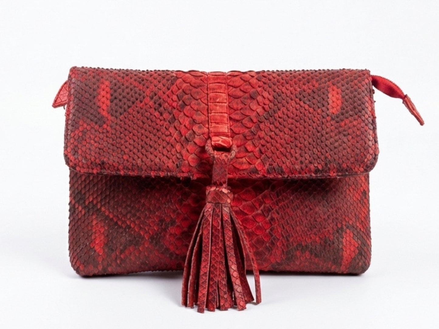 Genuine Python Snakeskin Tassel Clutch